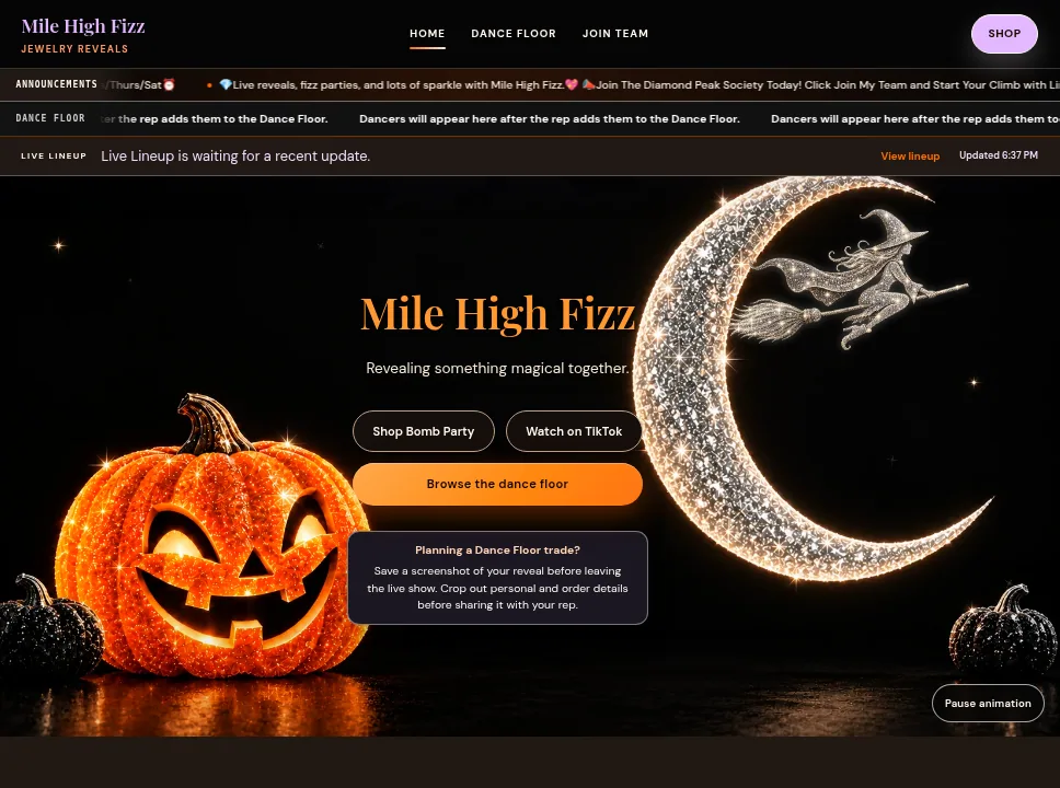Real recording of the animated Halloween Pumpkin and Witch customer-site hero